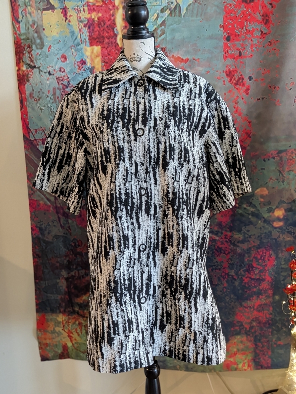 Day Birger et Mikkelsen Black & White Tunic Shirt Coat (Lilo Artistic Texture)